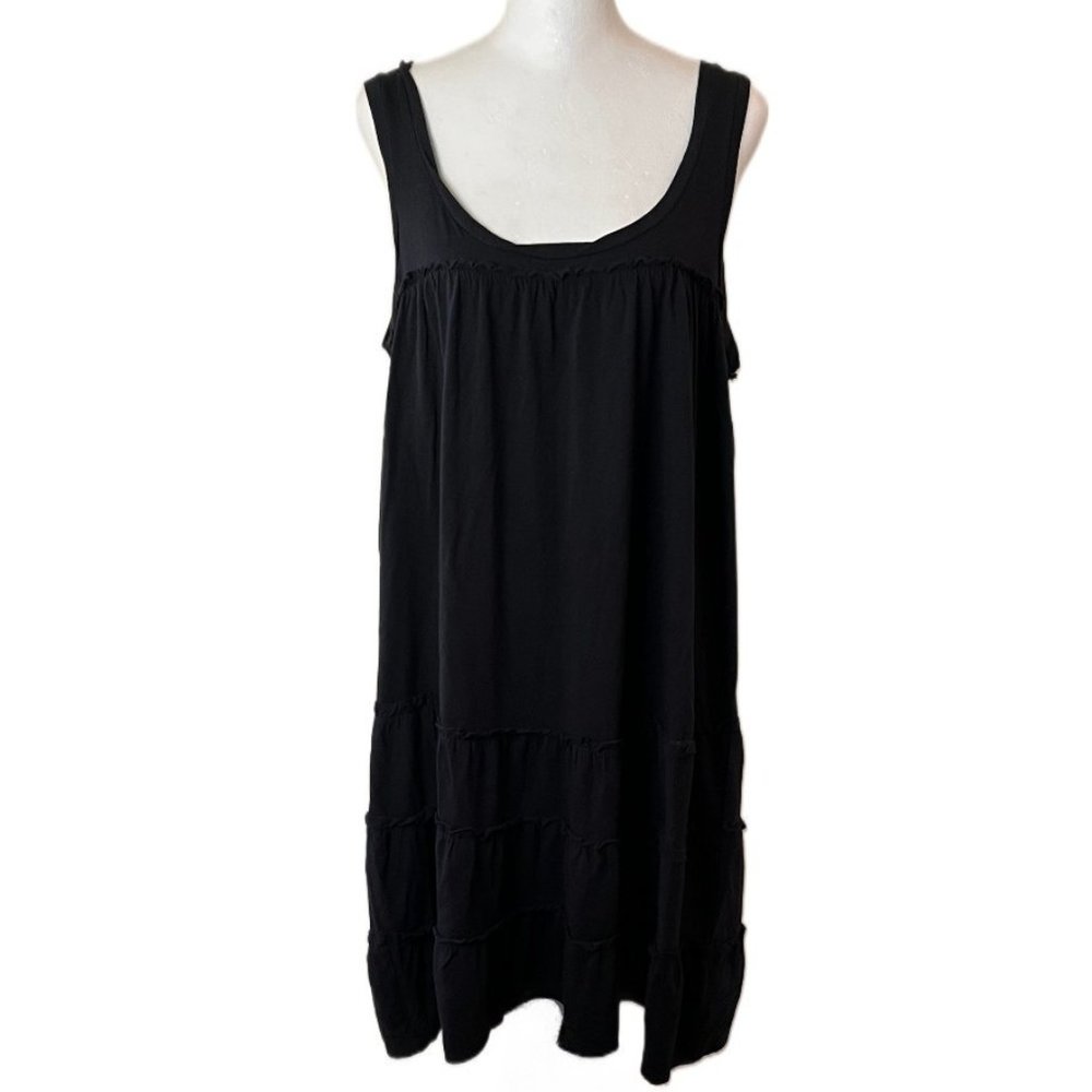 Hi Line Casual Black Tiered Loose Fit Flowy Dress / Cover Up  Size Small